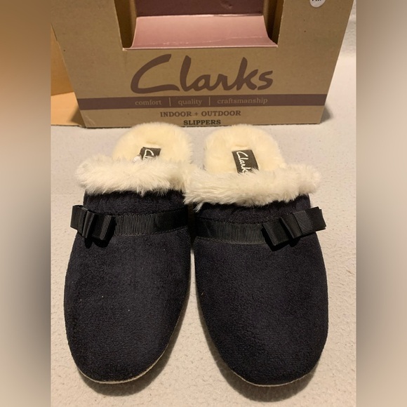 Clark’s black suede women’s slide in/open slippers sz 7M New in Box with no tags - Picture 6 of 6